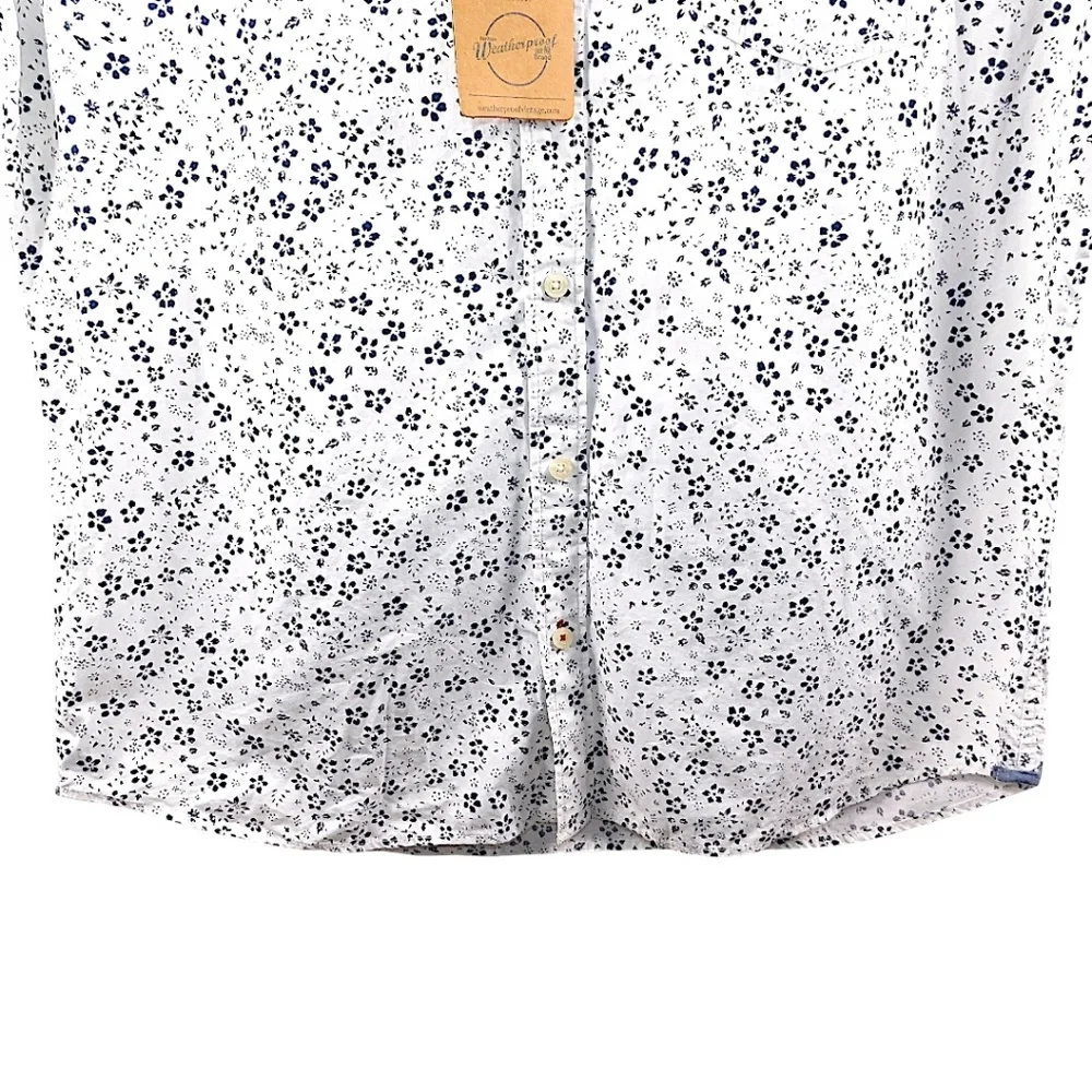 Weatherproof Vintage‎ Men’s Short Sleeve Button Down Shirt XL White Blue NWT
